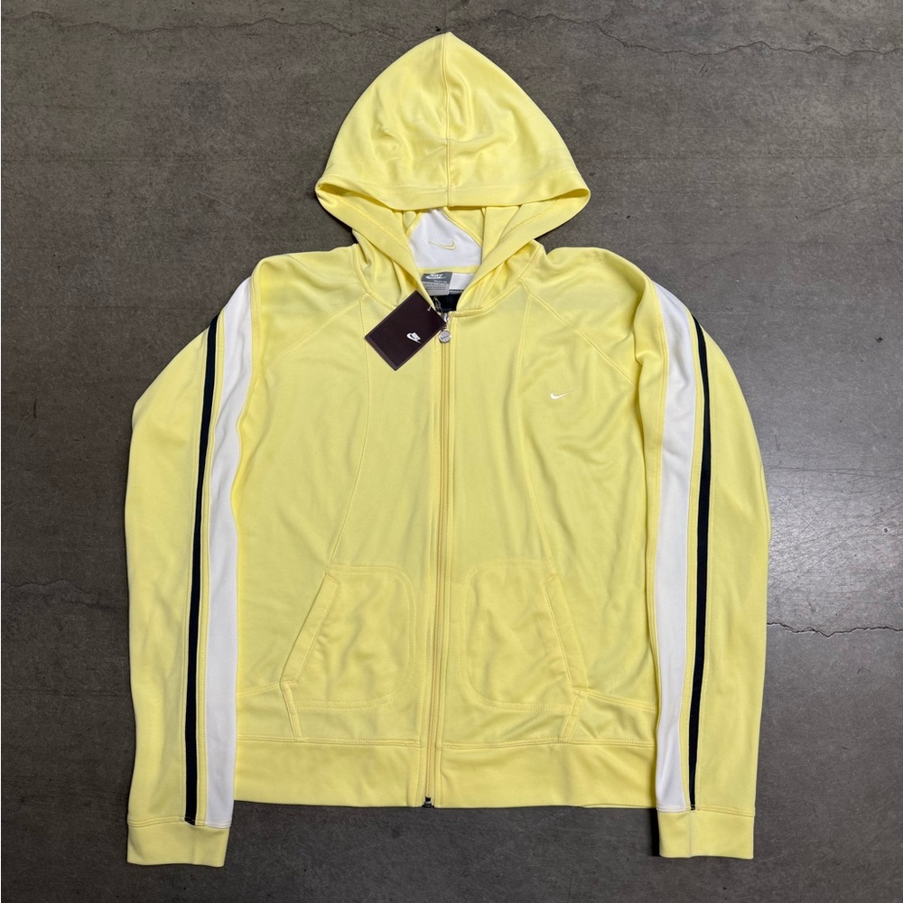 Vintage Y2K Nike Women’s Full Zip Light Hoodie Size XL New W Tag Yellow/White